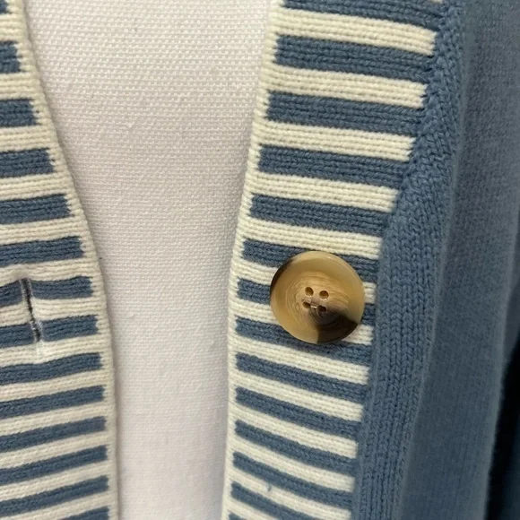 Chic Blue and White Women's Cardigan - Picture 2 of 7